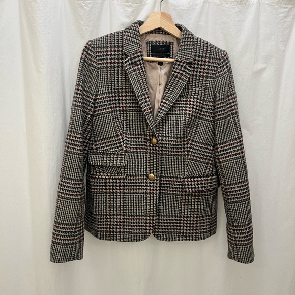 J Crew Houndstooth Schoolboy Wool Blazer